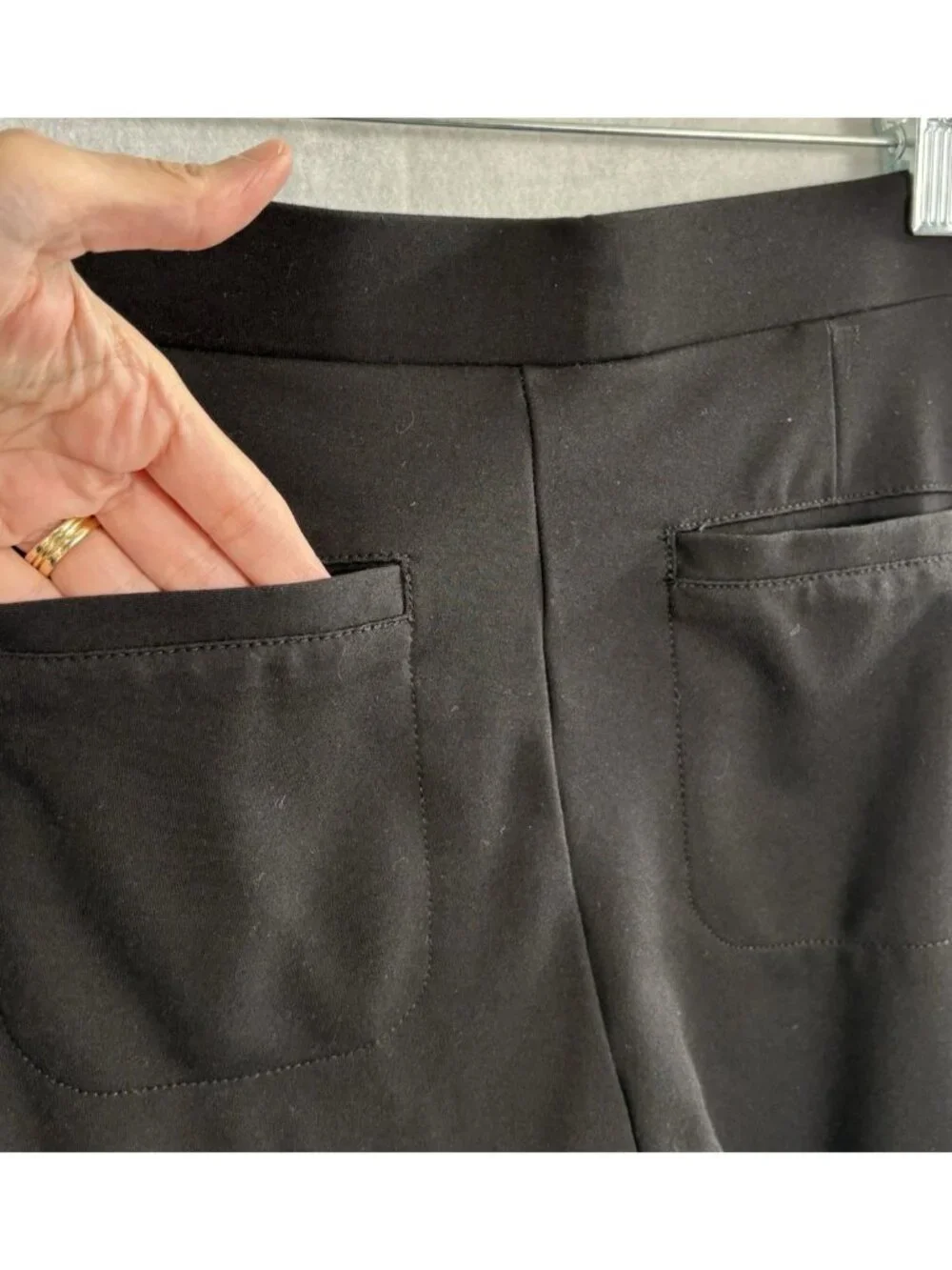 BETABRAND Women Overlay Bootcut Pants Sz MP Black Casual Chic‎ Modern 68-20